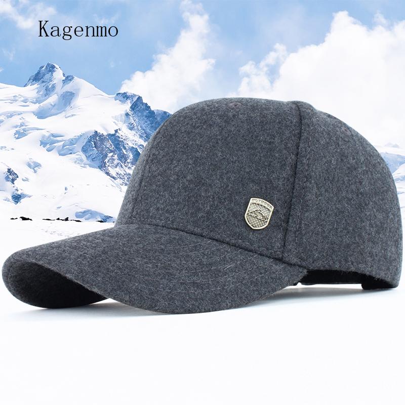 Kagenmo Nam Mùa Đông Ấm Mũ Nón Nam Len Mũ Bóng Chày Mùa Đông Bộ Đội Người Cao Tuổi Mùa Thu Đông Cotton Mũ Dành Cho người Đàn Ông