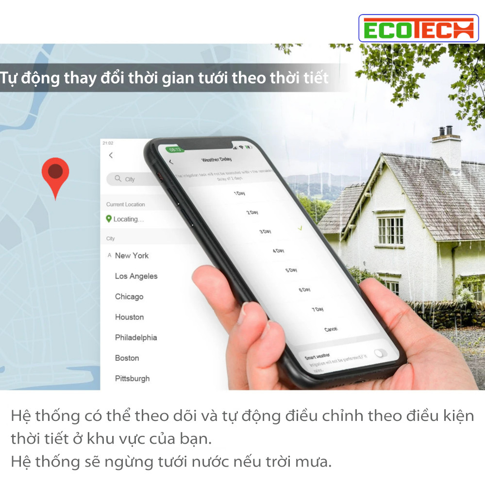 Bộ hẹn giờ tưới nước cây tự động HCT-622: Điều khiển trên app từ xa qua Wifi/Bluetooth, chống nước, tiết kiệm pin