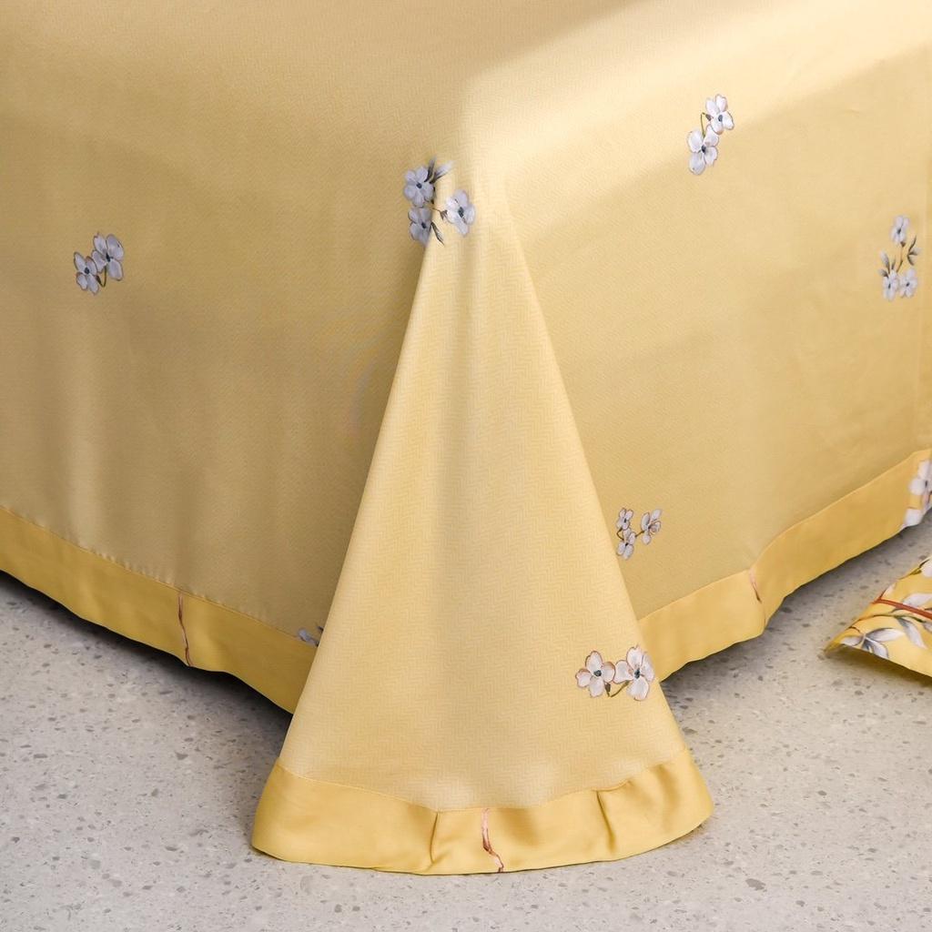 Bộ Chăn Ga Gối 100%TENCEL 100S SPRING COLLECTIONS 001 Siêu mềm, mát mịn họa tiết Hoa lá 3D Sang trọng, Ấm áp