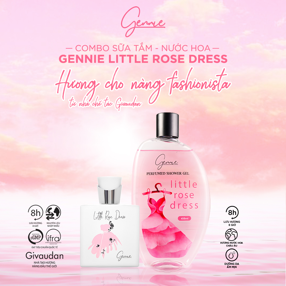 Bộ đôi Nước hoa và Sữa tắm Nữ Gennie Little Rose Dress (50ml - 450ml)