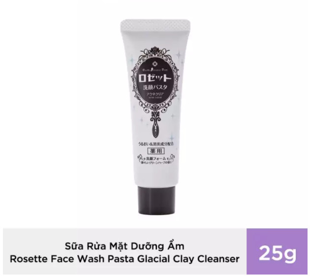 Sữa Rửa Mặt Dưỡng Ẩm Mini-tube 25G Rosette Face Wash Pasta Glacial Clay Cleanser