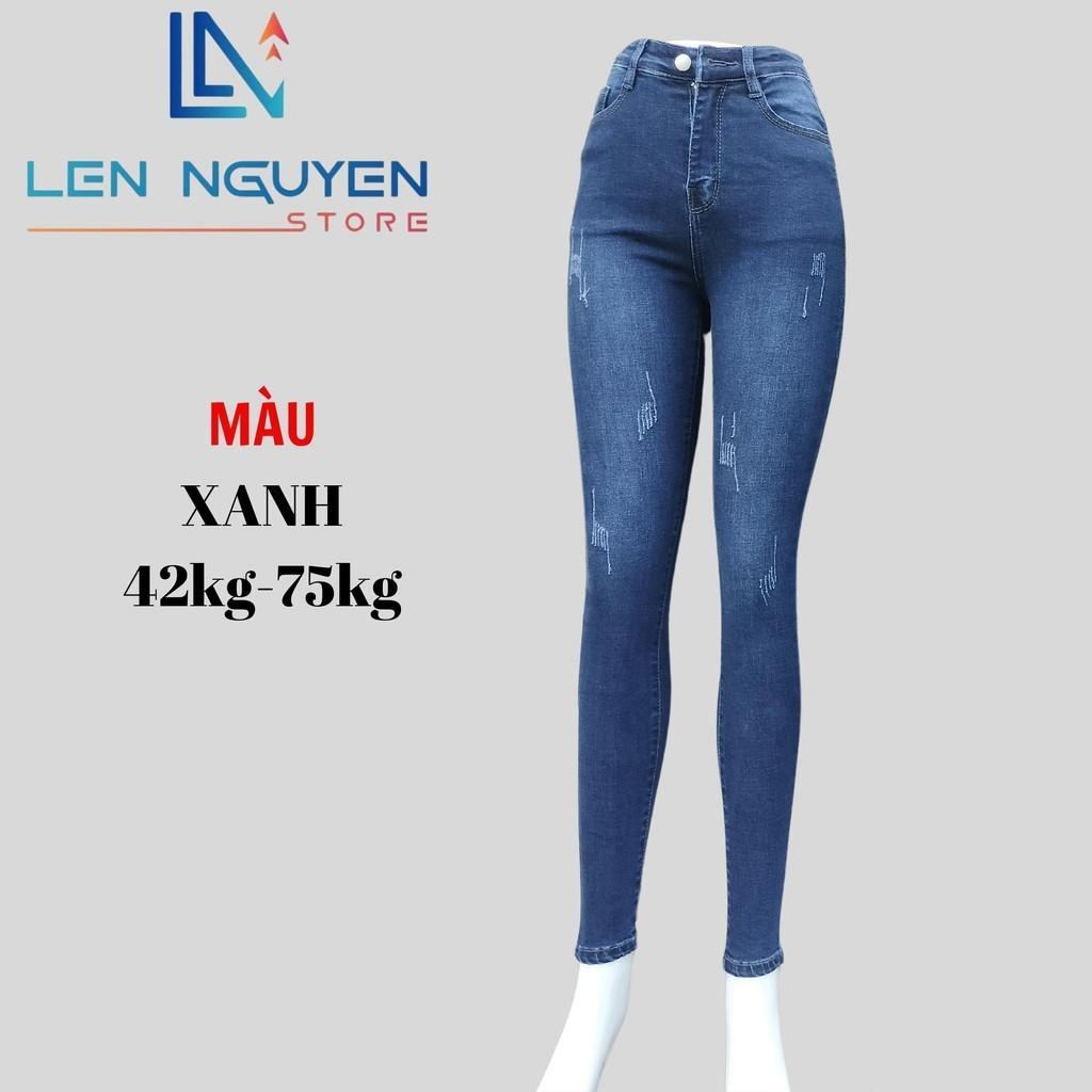 Quần jean nữ, dài, lưng cao, quần bò nữ dáng ôm, quần rin nữ có big size, cho 42kg đến 75kg, - Màu Xám