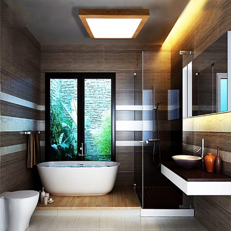 Đèn Ốp Trần Phòng Khách Panel Vân Gỗ Ánh Sáng Trắng ,Đèn Ôp Panel Thiết Kế Độc Đáo Với Hình Vuông Và Hình Tròn