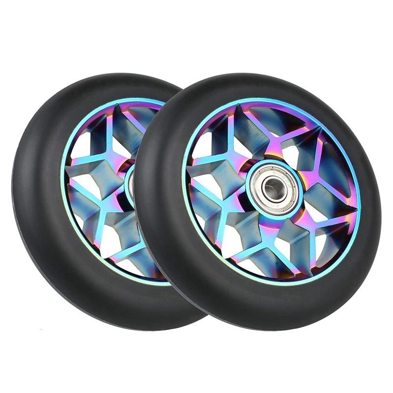 2 Chiếc Phụ Kiện Xe Tay Ga 110Mm Bánh Xe Bánh Xe Pu Nhiều Màu Sắc Bánh Xe Đóng Thế Dày Bánh Xe Ô Tô Có Vòng Bi Color: Black