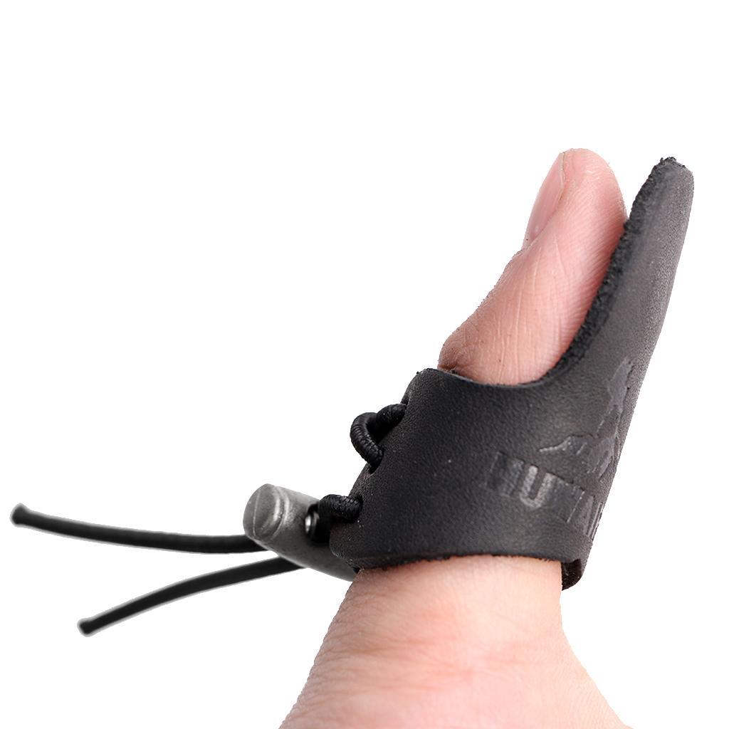 2-6pack Black Leather Archery Hunting Shooting Thumb Finger Protector Guard