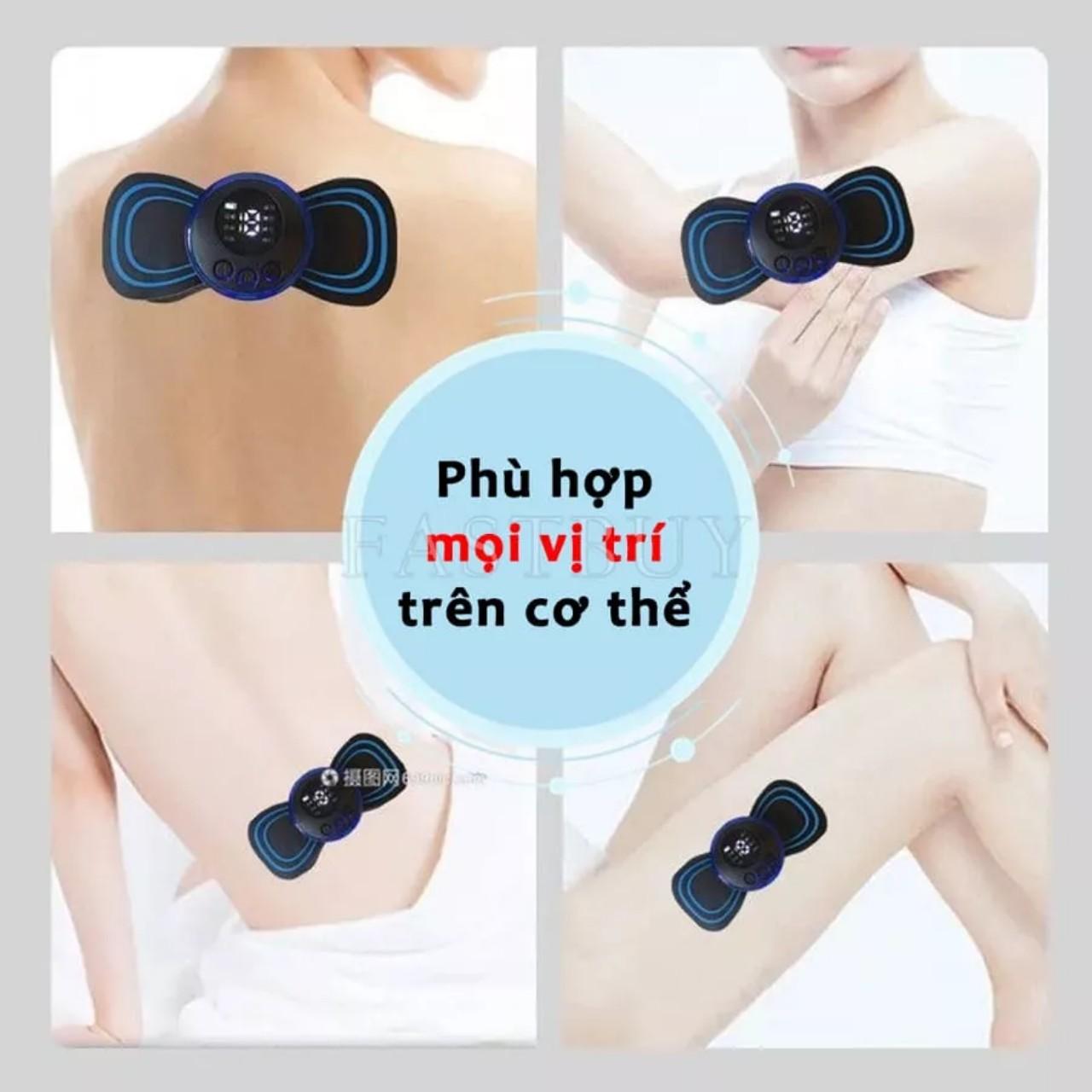 Miếng Massage Xung Điện Cổ Vai Gáy, Bắp Tay, Lưng Bằng Sung Điện đỡ đau Nhức Hiệu Qủa -Máy mat sa thân hình 10 Chế Độ