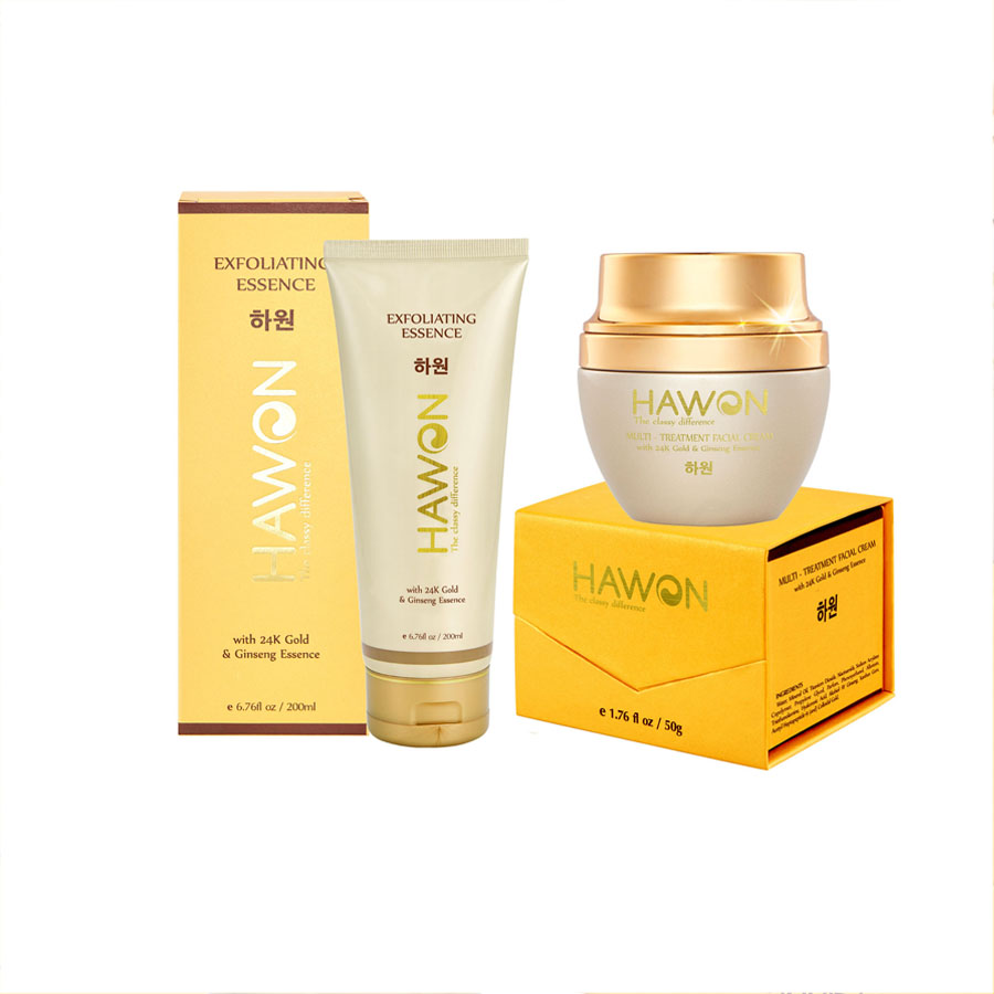 Gel Tẩy Tế Bào Chết Đa Năng 200ml &amp; Kem Face Đa Năng 50g Hawon Gold