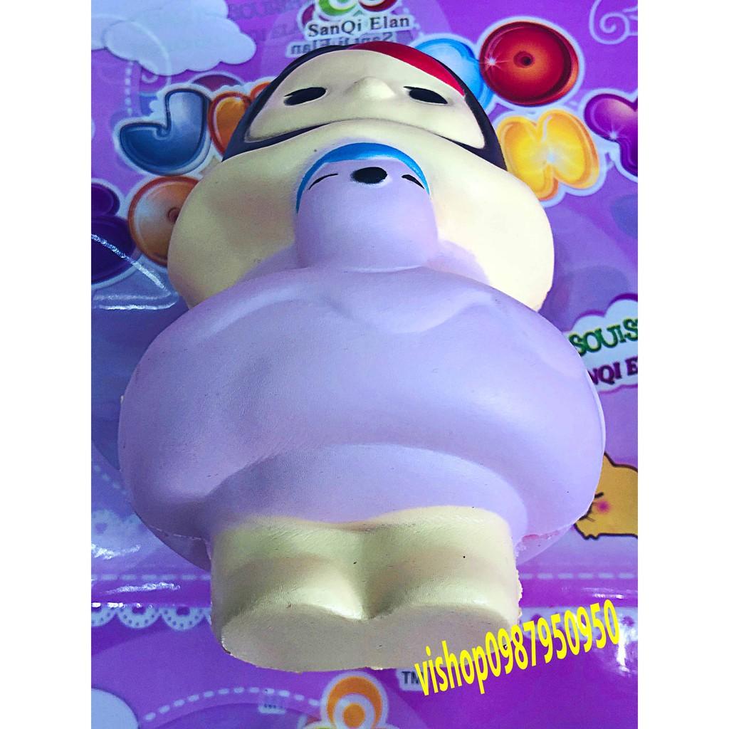 ĐỒ CHƠI SQUISHY  CÔ GÁI VỊT TÓC ĐEN VÁY TÍM