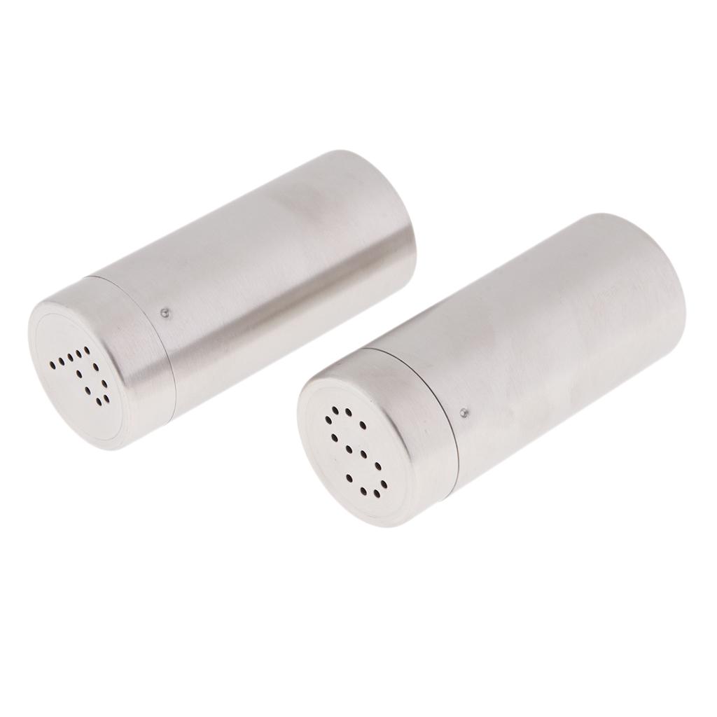 2 Cái Thép Không Gỉ Muối Đường Pepper Shaker Gia Vị Lon