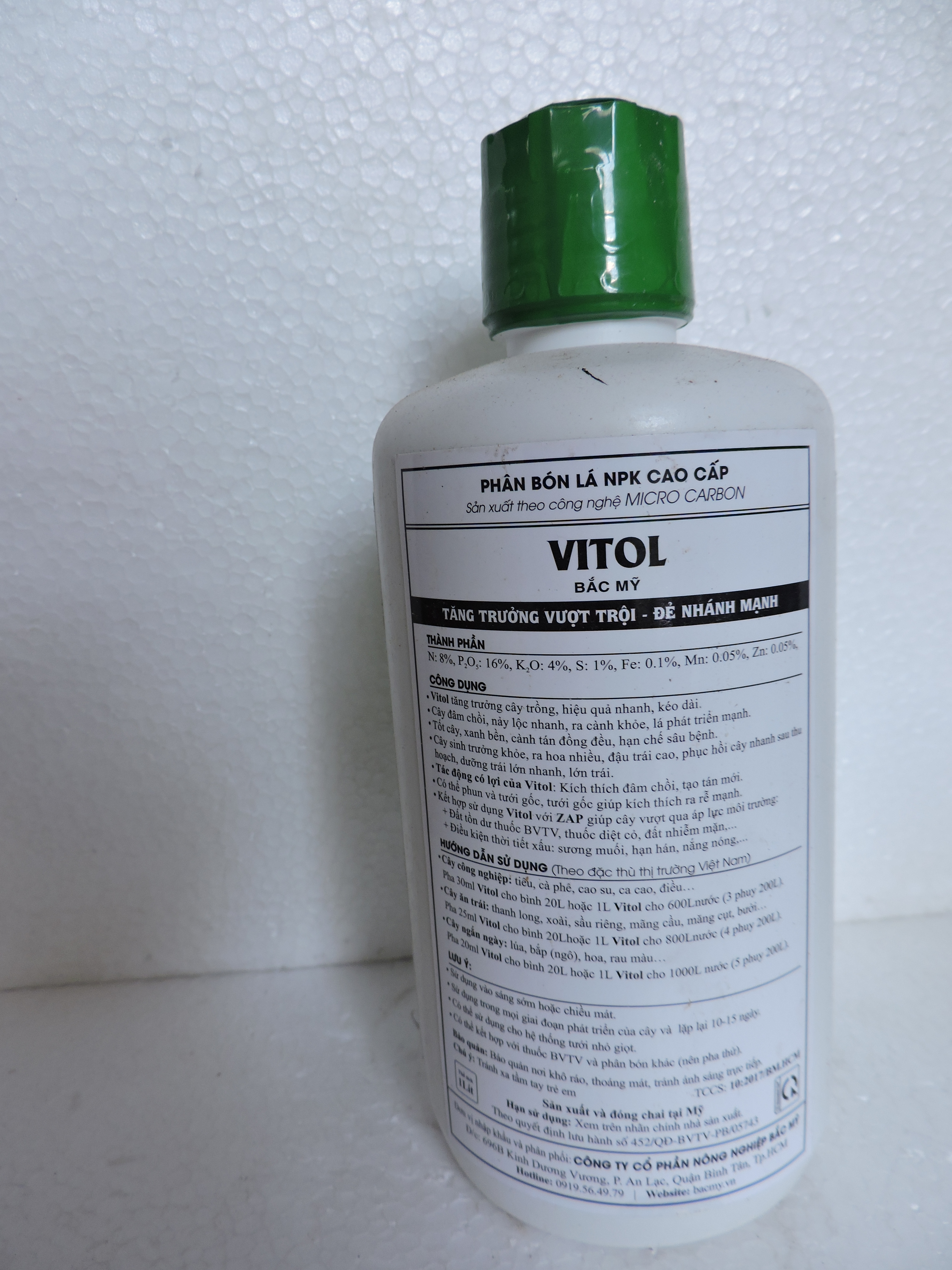 Phân Bón Lá Cao Cấp Sản Xuất theo Công Nghệ MICRO CACBON VITOL BẮC MỸ, TĂNG TRƯỞNG VƯỢT TRỘI, ĐẺ NHÁNH MẠNH