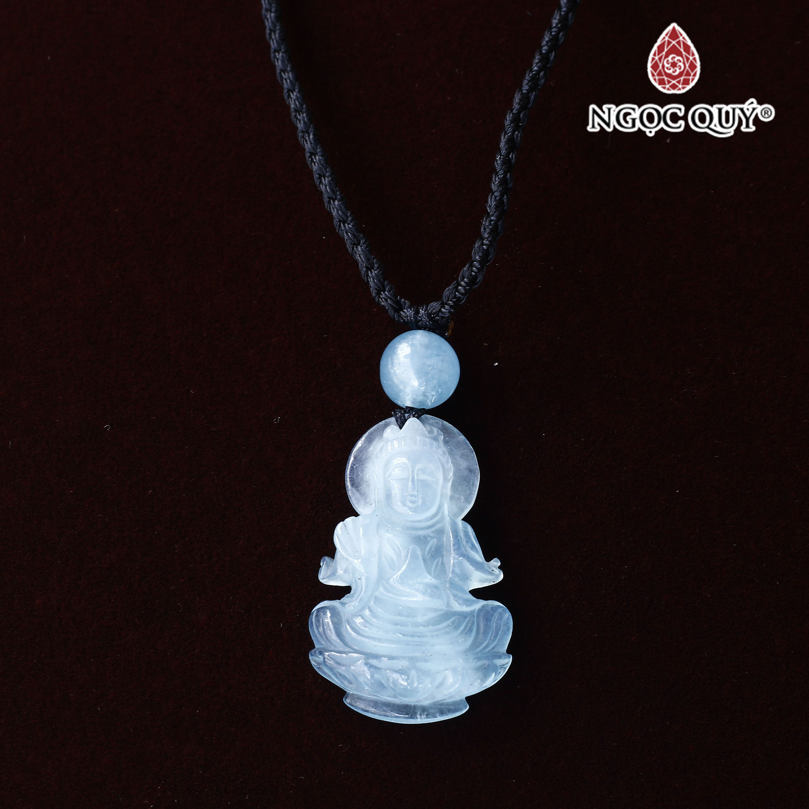 Mặt dây chuyền phật bà quan âm aquamarine hải lam ngọc - Ngọc Quý Gemstones