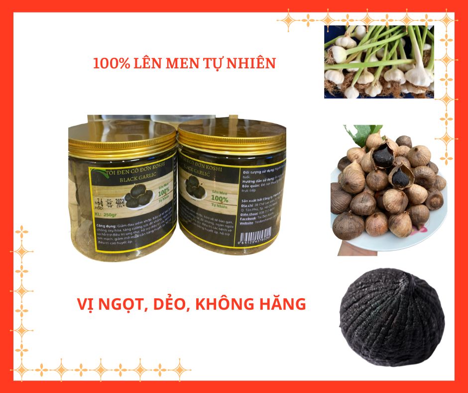 Tỏi Đen Cô Đơn Koshi - Hộp 250gram - Tỏi vị ngọt, dẻo, không hăng