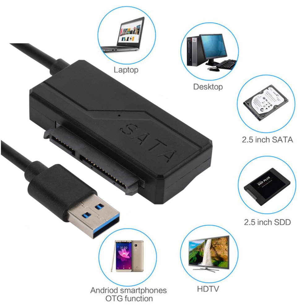 Cáp SATA đến USB 3.0 lên đến 5 Gbps cho 2,5 3,5 inch HDD SSD ổ cứng SSD SATA 7 15 22 Bộ chuyển đổi PIN USB 3.0 sang cáp SATA