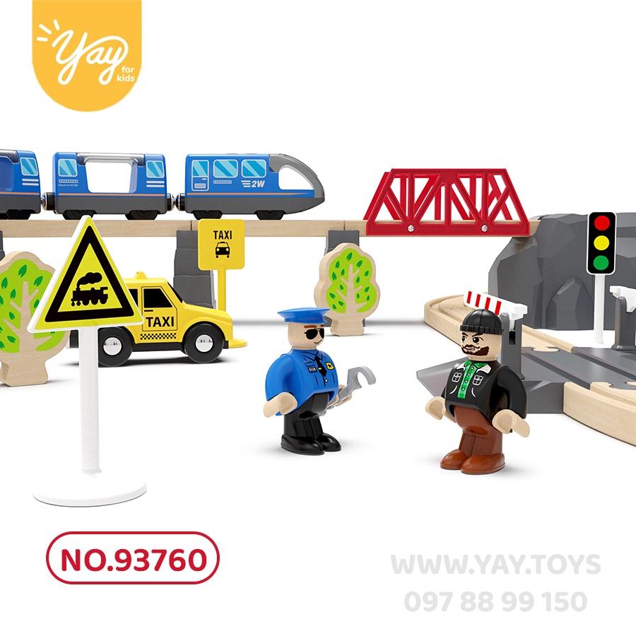 Mô Hình Đồ Chơi Đoàn Tàu Gỗ Từ 50-70 Chi Tiết Chạy Được Cho Bé 3+ - Tooky toy