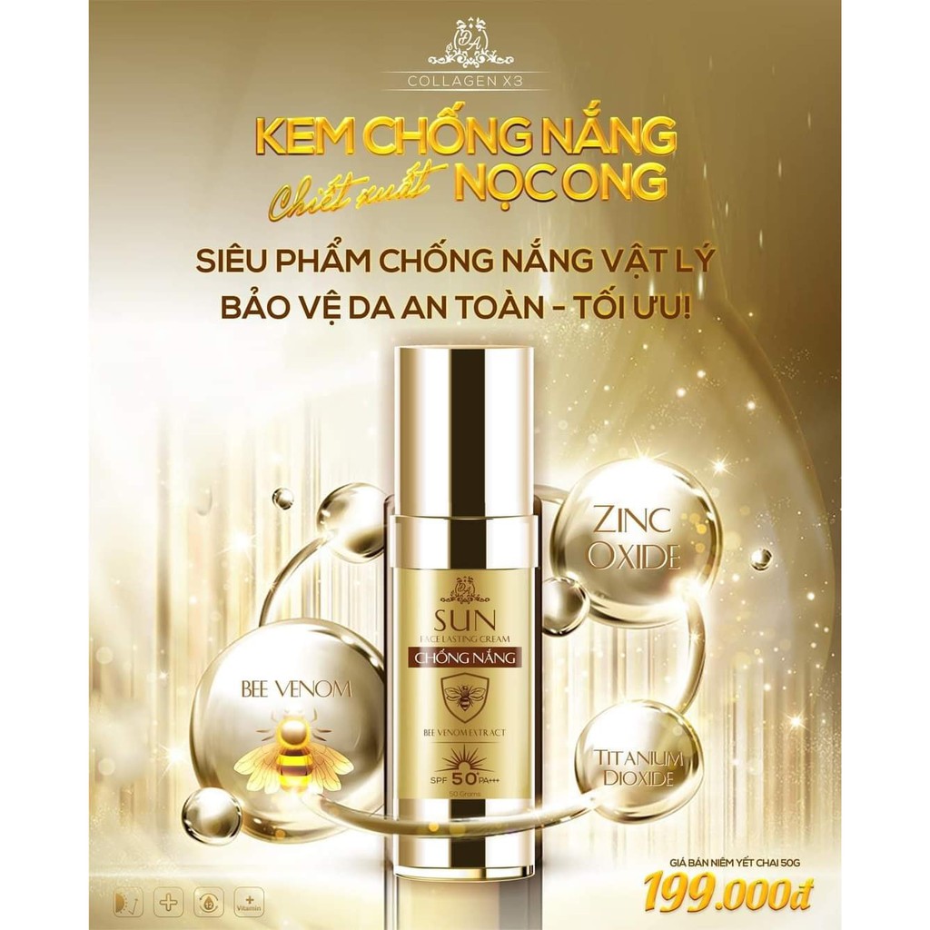 Kem Chống Nắng Sun Face Lasting Cream Collagen X3 Chiết Xuất Từ Nọc Ong