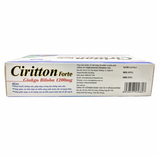 Combo 2 Hộp Hoạt huyết dưỡng não Ciritton Ginkgo Biloba 1200mg - Nattokinase -  Hộp 30 viên