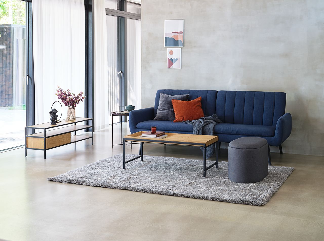 Sofa giường | JYSK Harndrup | vải polyester | nhiều màu | R210xS100/114xC85cm