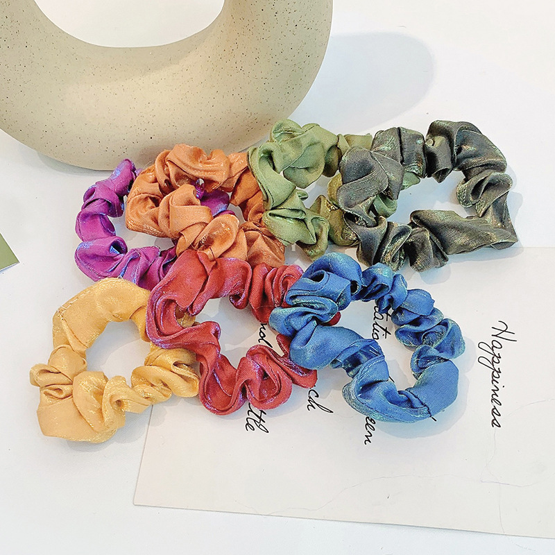 Sét 2 dây buộc tóc Scrunchies lụa kim tuyến HD74 vòng tròn nhỏ mầu ngẫu nhiên