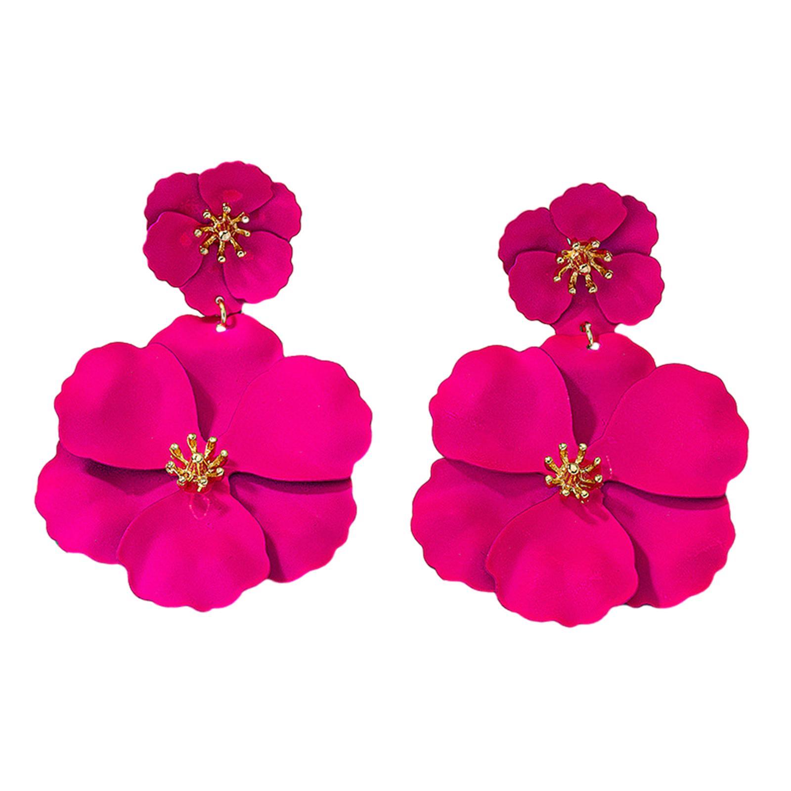 Flower Dangle Earrings Drop Earrings Matte Bohemian Chic Metal Stud Earrings Floral Petal Earrings for Engagement Women Girls
