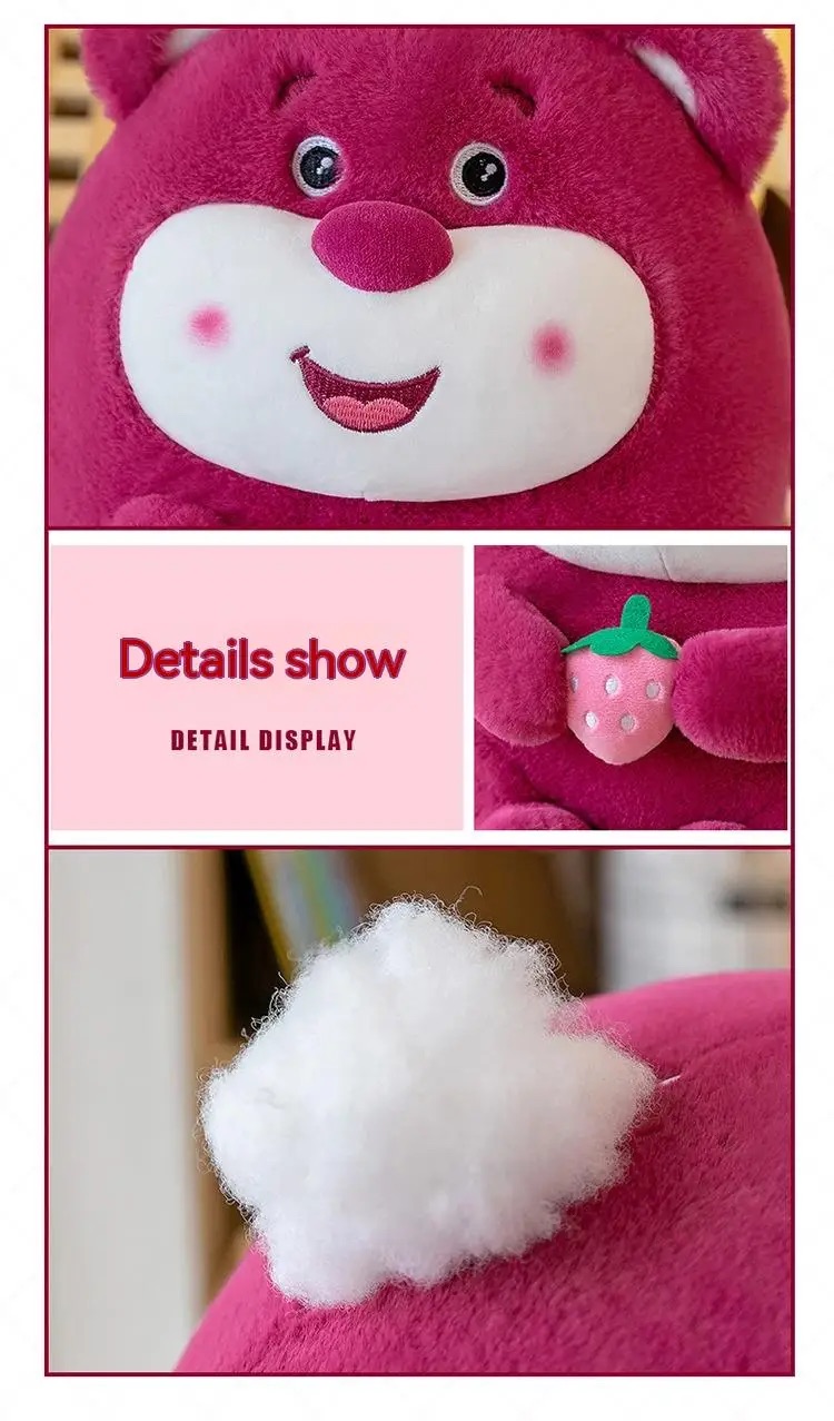 Thú nhồi bông lotso tròn ôm dâu đáng yêu - Size 20cm - Quà tặng gấu dâu tròn vo mềm mịn cute - Gối ôm cho bé.