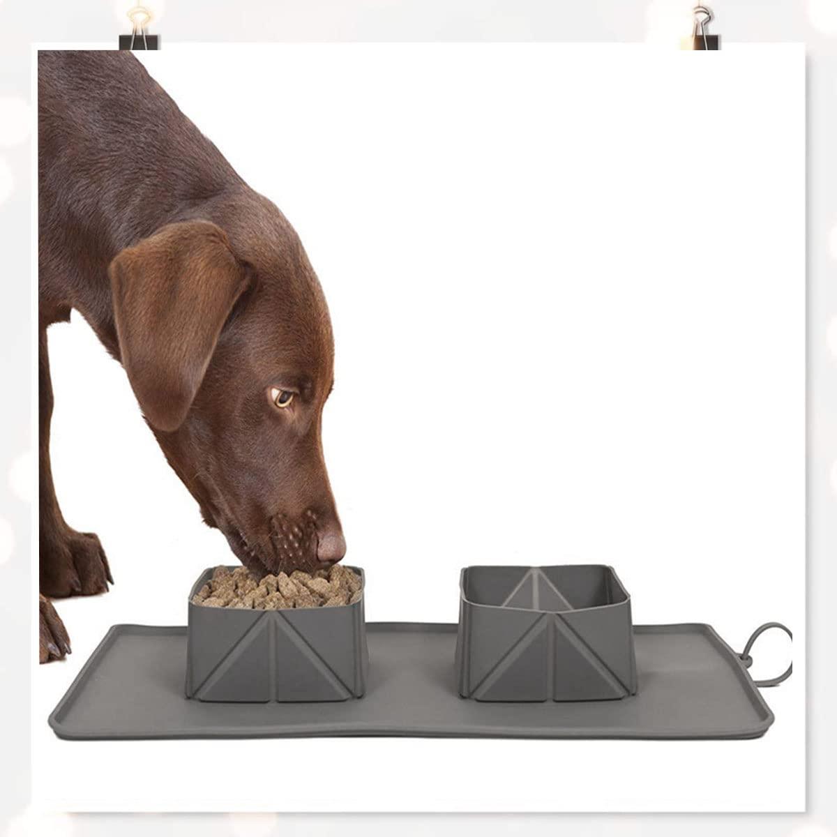 Thú cưng bát silicone có thể gập lại slipproof chó đôi bát lông cừu chó bát con chó ngoài trời thức ăn di động đi du lịch ăn Matte mèo có thể uống được silicone gập lại cho nước bên ngoài