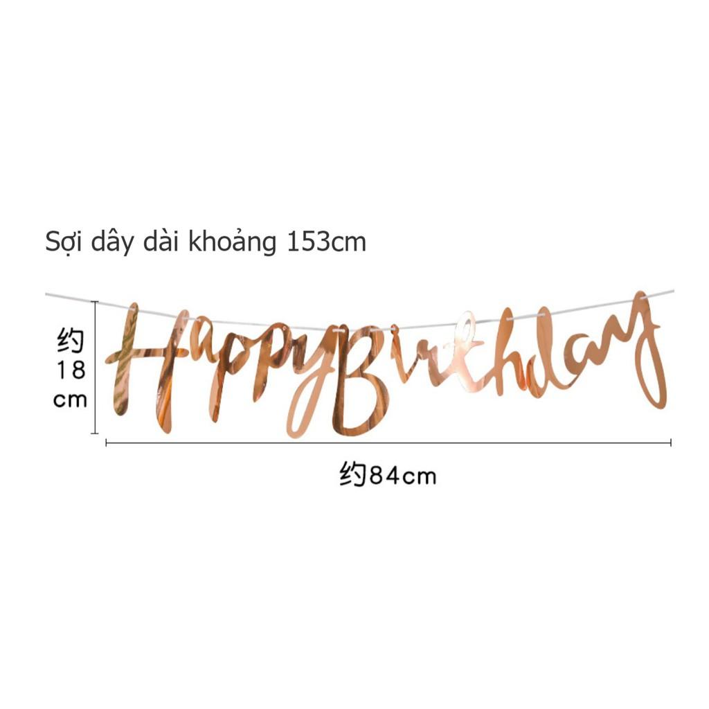 Cờ dây trang trí sinh nhật Happy Birthday Ép Kim đủ màu