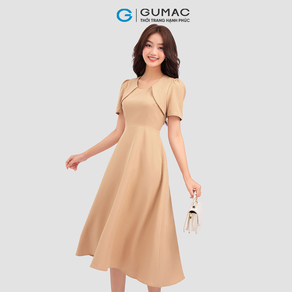 Đầm xòe GUMAC LD1117 tay nhún thanh lịch