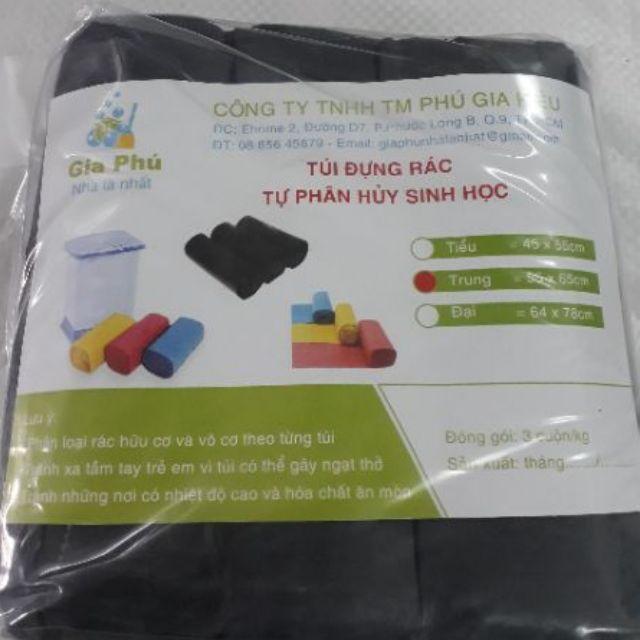 Combo 2kg Túi Đựng Rác Loại Đen Tiểu 44x55 cm , Túi Đựng Rác Đen Sinh Học Tự Phân Huỷ Gia Phú ( 3 cuộn / kg )