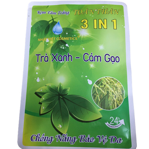 Kem và bột tắm trắng toàn thân Nhật Việt Trà Xanh - Cám Gạo (120g)