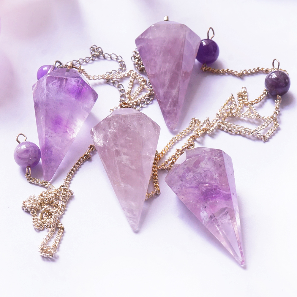 Con Lắc Cảm Xạ Thạch Anh Tím Amethyst Thiên Nhiên