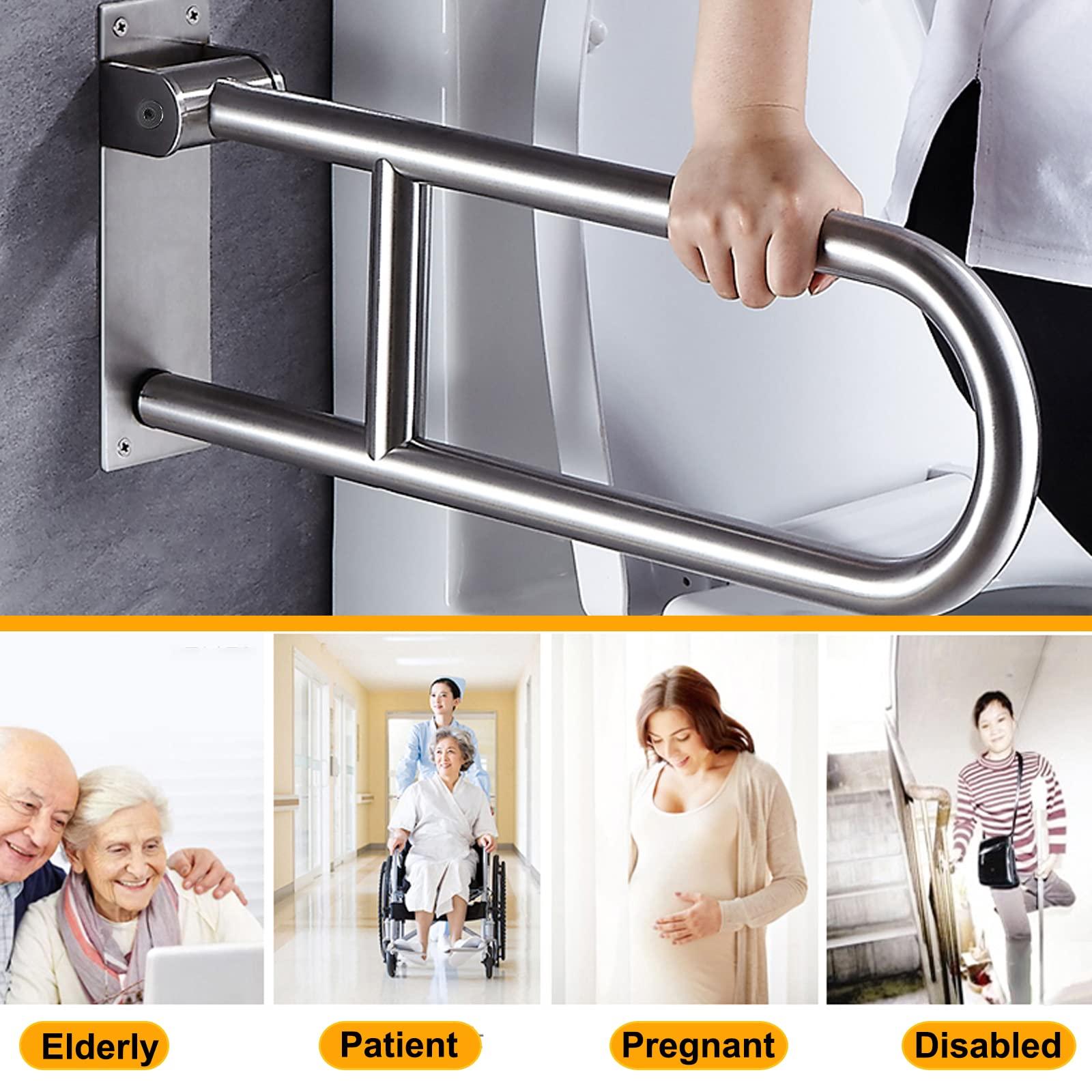 Thanh hỗ trợ có thể gập lại cho nhà vệ sinh, bàn tay an toàn trong phòng, xoay dọc ở 90 °, nhà vệ sinh tường có thể gập lại trong phòng tắm cho người già khuyết tật