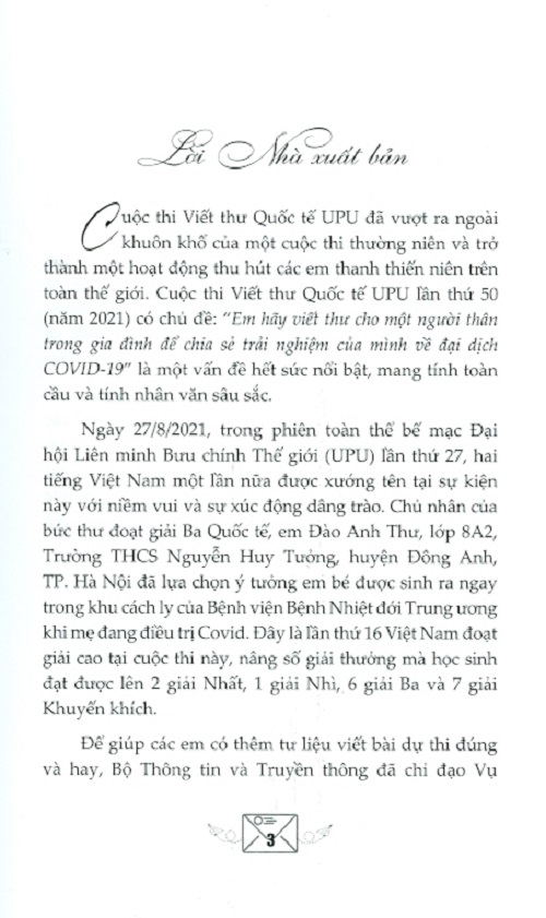 Những Cánh Thư Truyền Cảm Hứng Đẩy Lùi Đại Dịch Covid-19 (Các bài đoạt giải cuộc thi Viết thư quốc tế UPU lần thứ 50)