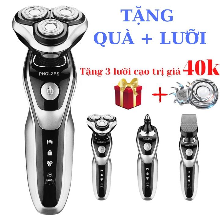 Máy Cạo Râu Đa Năng 3 Lưỡi Kép - Thông Minh Chống Nước Tặng Quà + Tặng 3 Lưỡi cao trị giá 40k