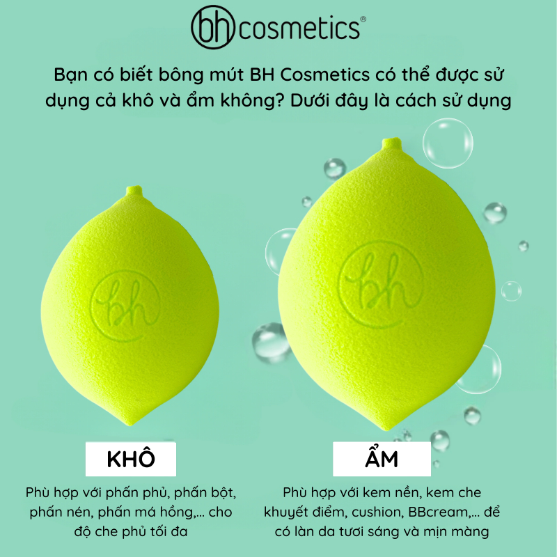 Bông mút trang điểm BH COSMETICS sử dụng khô ướt trang điểm hoàn hảo 8g