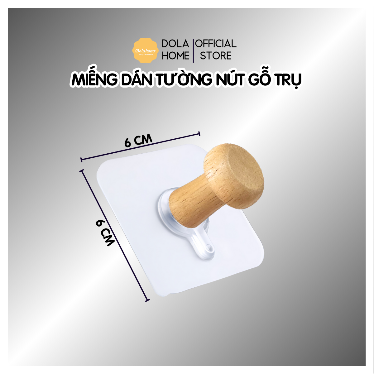 Móc treo đồ nút gỗ miếng dán chịu lực chắc chắn không cần đục lỗ khoan tường treo quần áo, túi xách