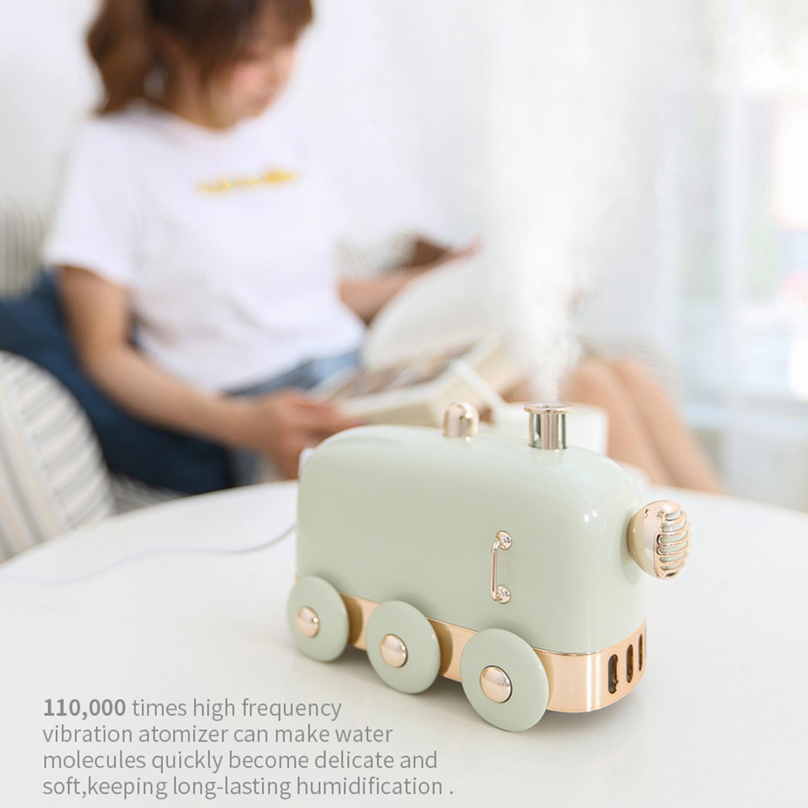 Mini Train USB Humidifier, Desktop Personal Portable Humidifier, Ultra Quiet LED Night Light Function USB Small Diffuser for Office, Bedroom, 300ML