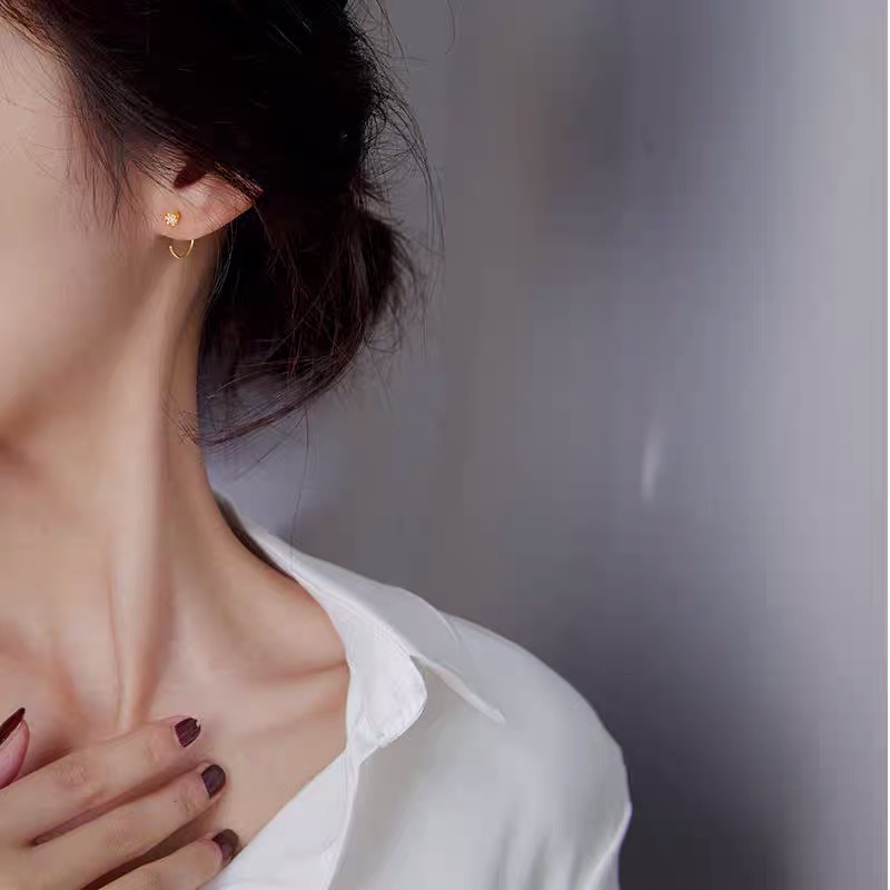 Khuyên tai móc tai đính đá đơn giản
