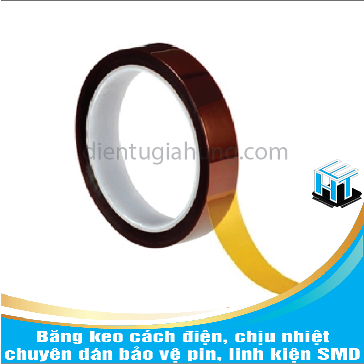 1Cuộn Băng keo cách điện, chịu nhiệt, chuyên dán bảo vệ pin, linh kiện SMD loại 10mm