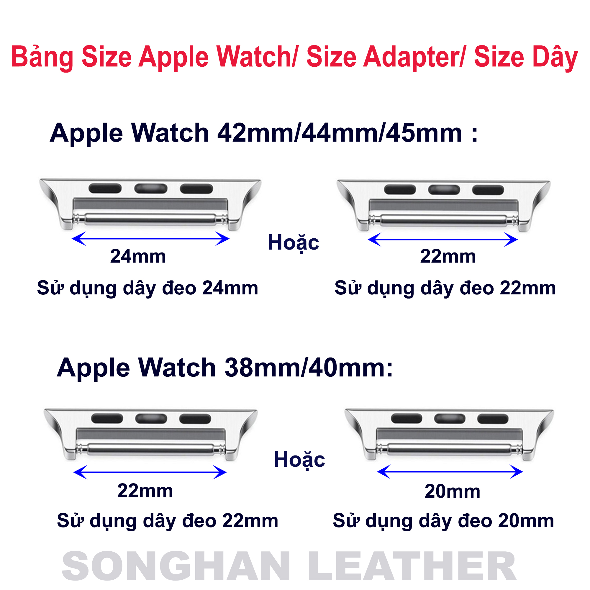 Dây Đeo Thay Thế Dành Cho Apple Watch Da Cá Sấu Cao Cấp, Dây Da Apple Watch Series 2,3,4,5,6,7 Size 38mm,40mm,41mm,42mm,44mm,45mm Hàng Chính Hãng Songhan Leather