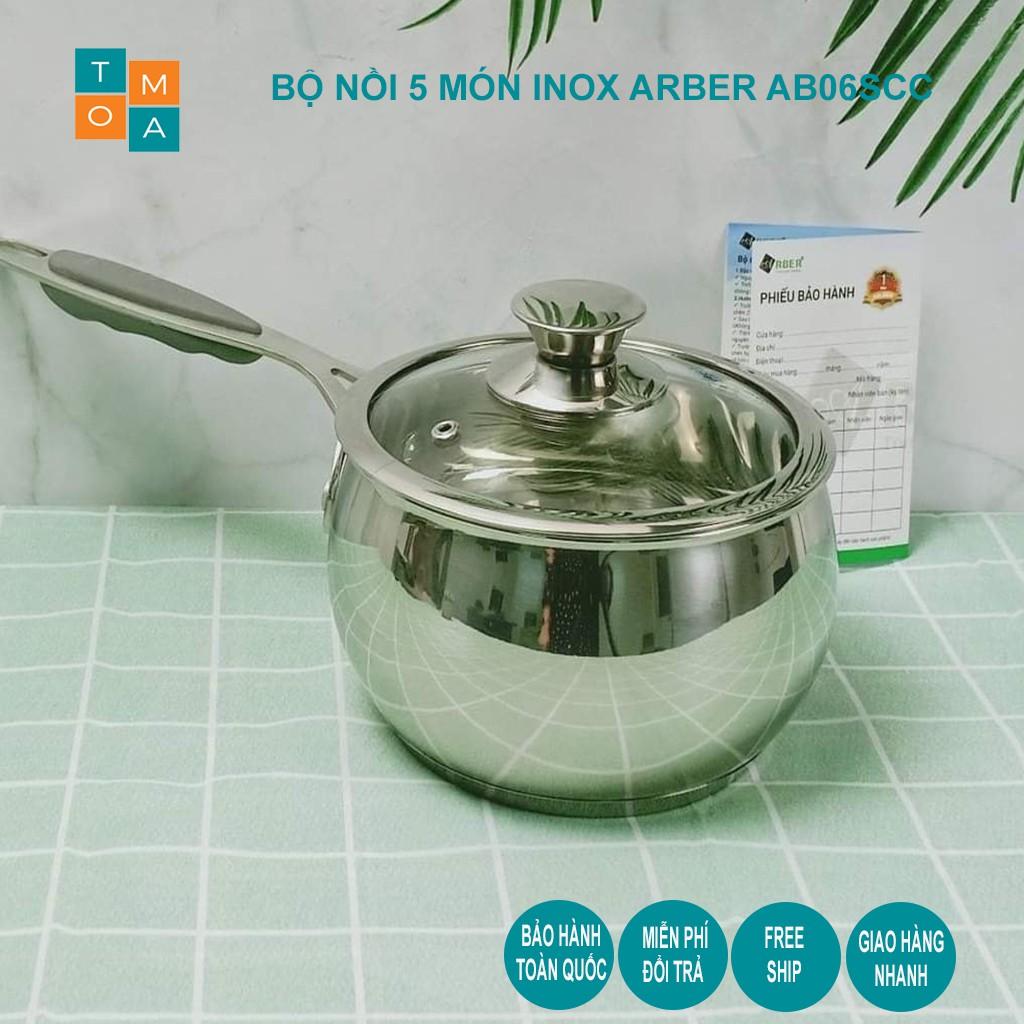 BỘ NỒI INOX ARBER AB06SCC 5 MÓN - NOI INOX 5 MÓN CỦA ĐỨC, BẢO HÀNH 12 THÁNG