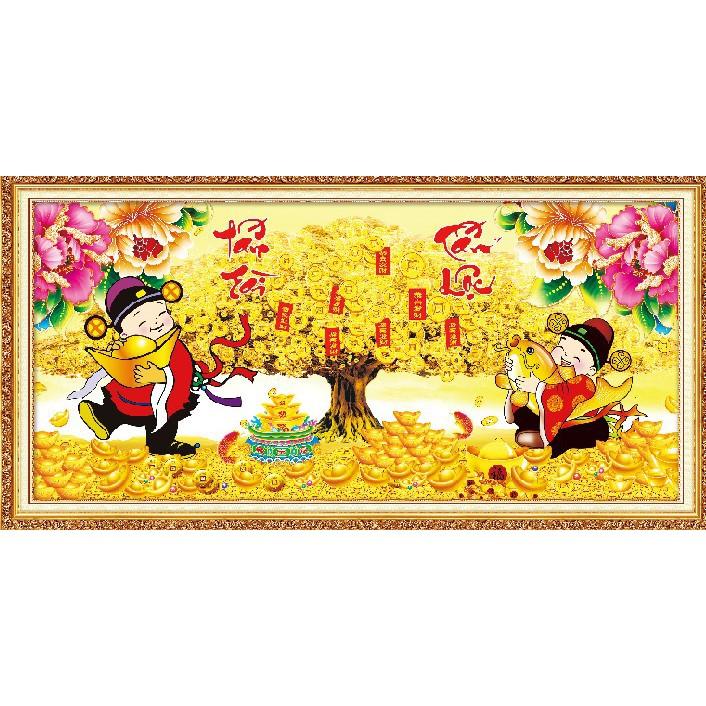 Tranh đá thần tài tấn tài tấn lộc LG1507 - kích thước: 100 * 50cm.