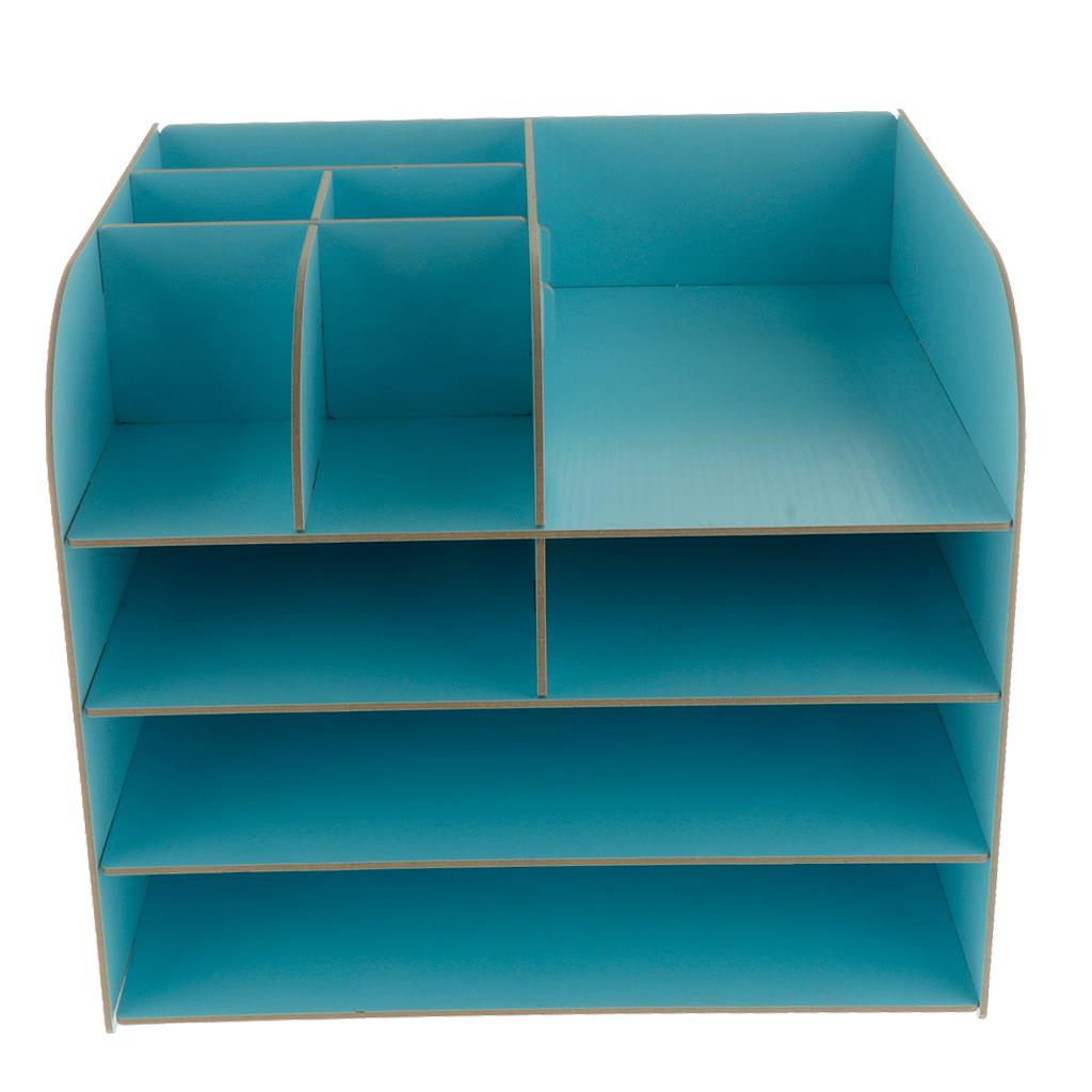 Wood Desktop Organizer Letter Tray File Mail Sorter gray