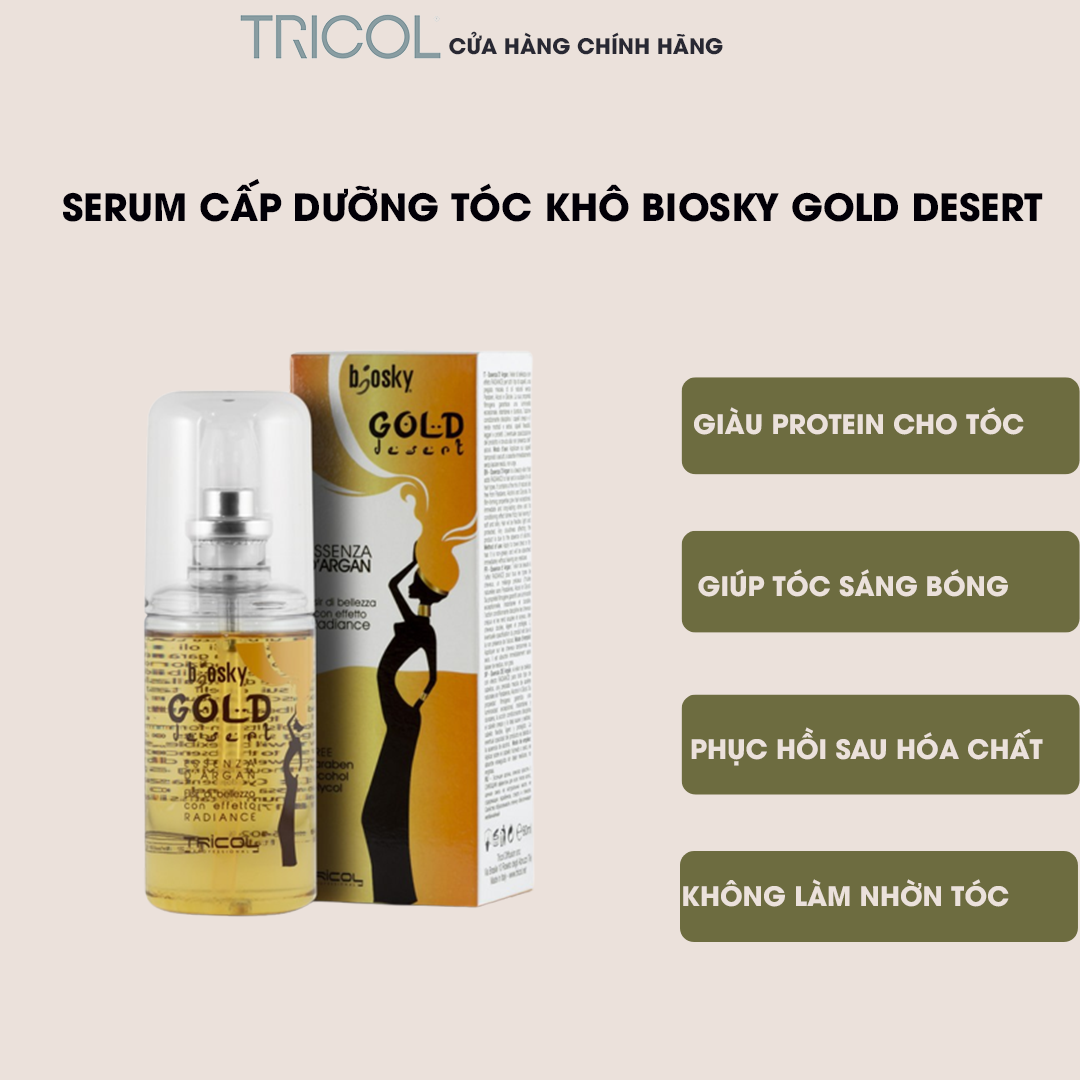 Serum dưỡng ẩm và phục hồi tóc khô Tricol Biosky Gold Desert Essenza Serum 80ml