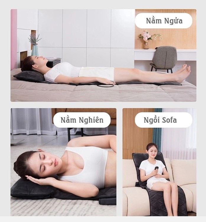 Nệm massage toàn thân Nikio NK-151 - Nhiệt nóng hồng ngoại, có gối mát xa cổ vai gáy