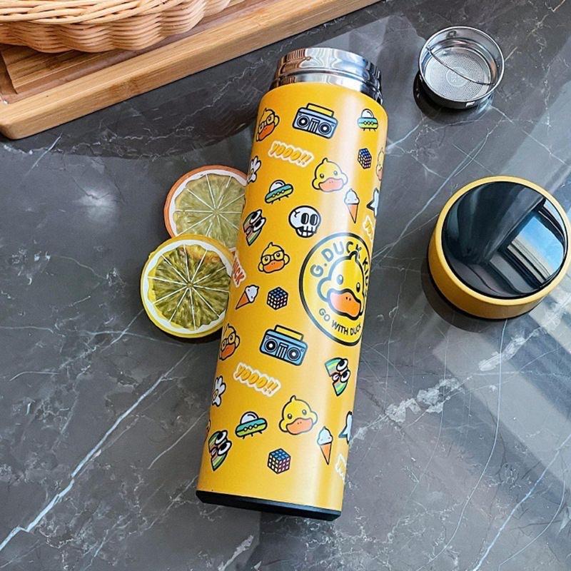 Bình Giữ Nhiệt Hiển Thị Nhiệt Độ Nước Dáng Cao Hình Vịt Vàng Siêu Đáng Yêu Dung Tích 500Ml