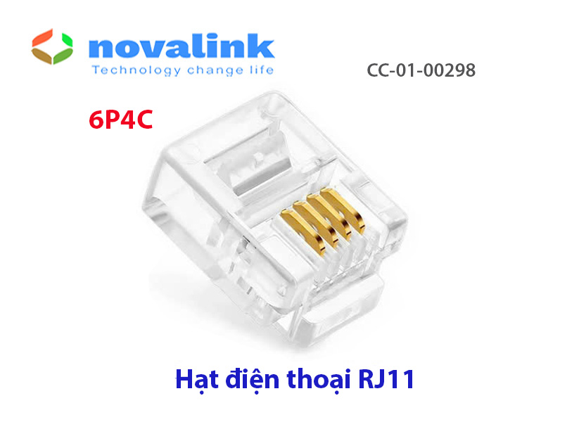 Túi 50 hạt đầu bấm điện thoại RJ12 6 chân Novalink CC-01-00299 cao cấp - hàng nhập khẩu chính hãng