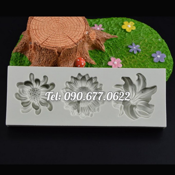 Khuôn silicone làm rau câu 3 hoa - Mã số 1415