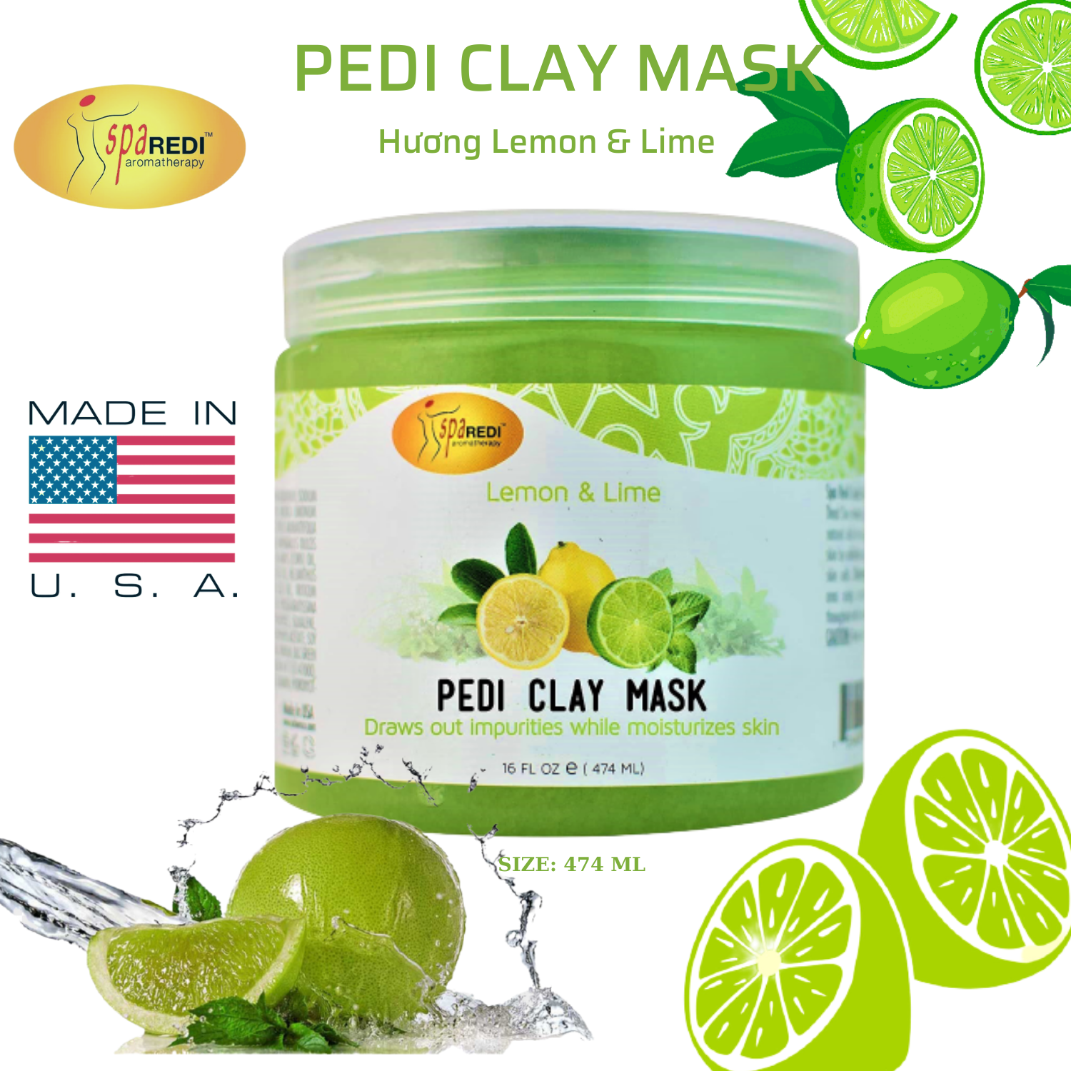 Măt nạ đất sét Pedi Clay Mask mùi Chanh Leo 474 ml