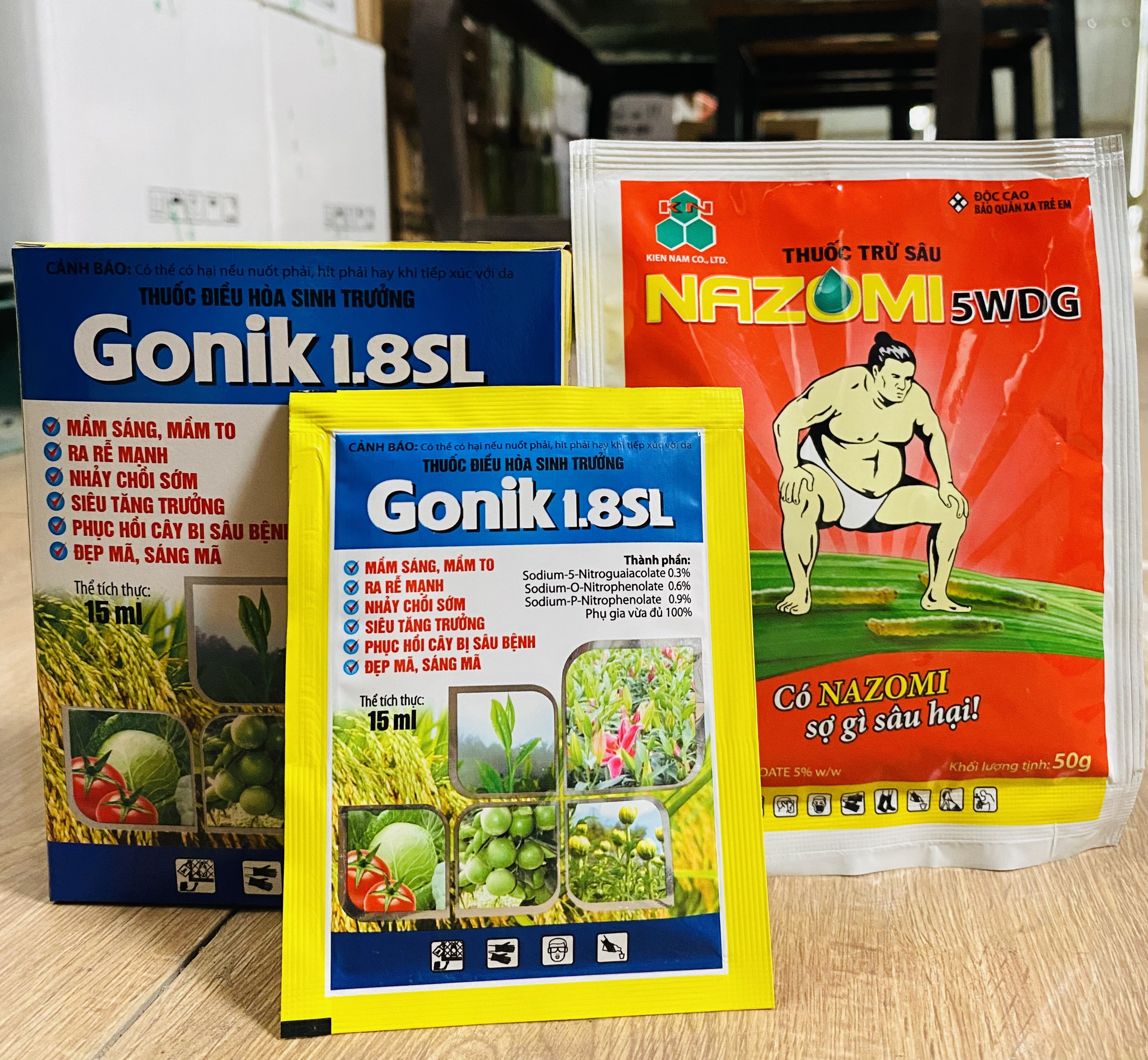 Combo trừ sâu Nazomi 50g và điều hoà sinh trưởng Gonik 15ml - Trừ sâu miệng nhai và chích hút, đặc biệt các loài đã kháng - Cây cho quả to, đẹp, màu sắc tươi sáng bắt mắt