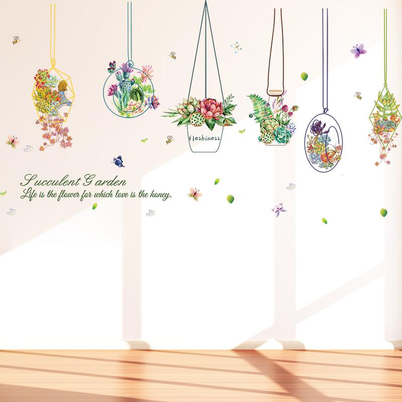 DECAL DÁN TƯỜNG GIỎ HOA SẮC MÀU